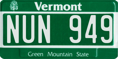 VT license plate NUN949