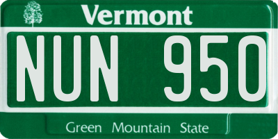 VT license plate NUN950