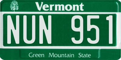 VT license plate NUN951