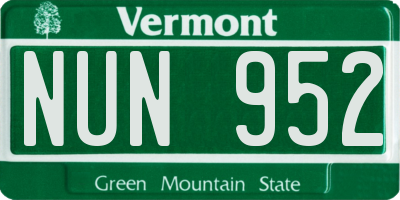 VT license plate NUN952