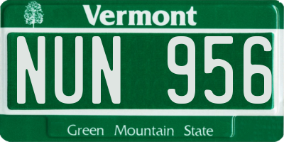 VT license plate NUN956