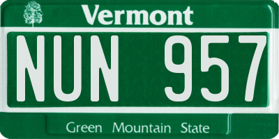VT license plate NUN957