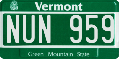 VT license plate NUN959