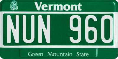 VT license plate NUN960