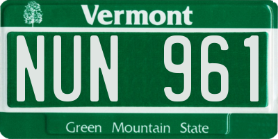 VT license plate NUN961