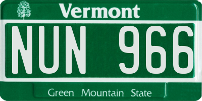 VT license plate NUN966