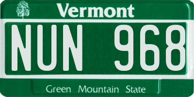 VT license plate NUN968