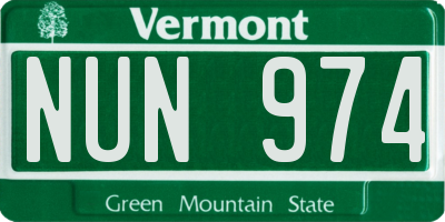VT license plate NUN974