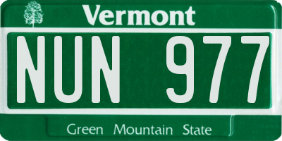 VT license plate NUN977