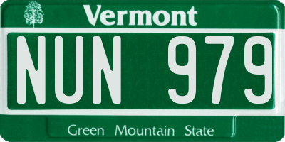 VT license plate NUN979
