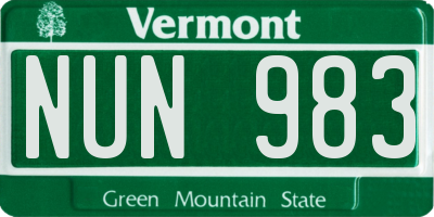 VT license plate NUN983