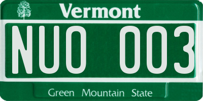 VT license plate NUO003