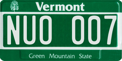 VT license plate NUO007