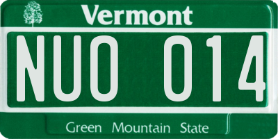 VT license plate NUO014