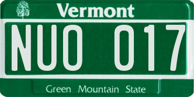 VT license plate NUO017