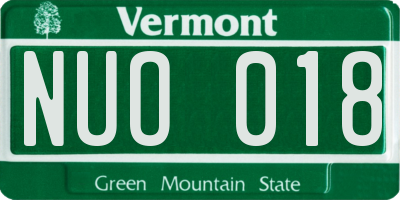 VT license plate NUO018