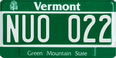 VT license plate NUO022