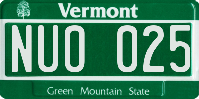 VT license plate NUO025