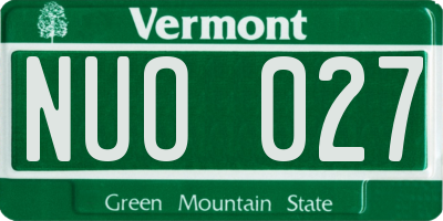 VT license plate NUO027