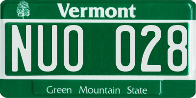 VT license plate NUO028