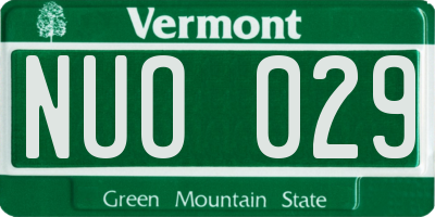 VT license plate NUO029