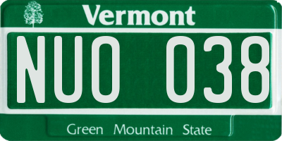 VT license plate NUO038