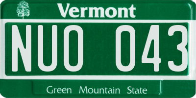 VT license plate NUO043