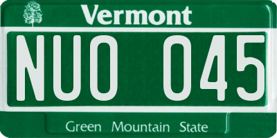 VT license plate NUO045