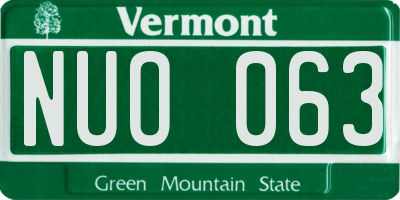 VT license plate NUO063