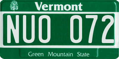 VT license plate NUO072