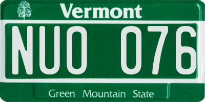 VT license plate NUO076