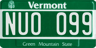 VT license plate NUO099