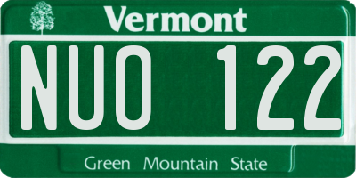 VT license plate NUO122