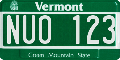 VT license plate NUO123