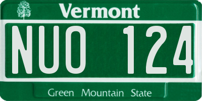 VT license plate NUO124