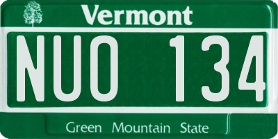 VT license plate NUO134