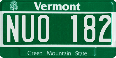 VT license plate NUO182