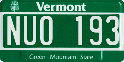 VT license plate NUO193