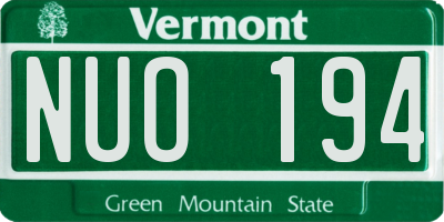 VT license plate NUO194