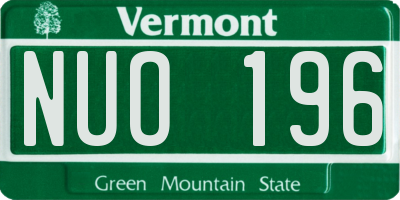 VT license plate NUO196