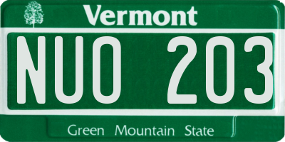 VT license plate NUO203