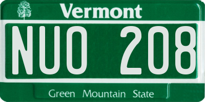 VT license plate NUO208
