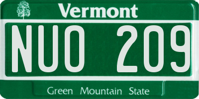 VT license plate NUO209