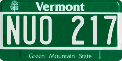 VT license plate NUO217