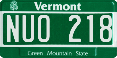 VT license plate NUO218