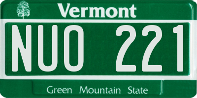 VT license plate NUO221