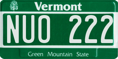VT license plate NUO222
