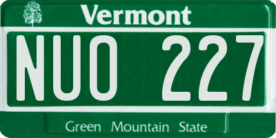 VT license plate NUO227