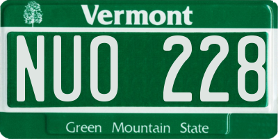 VT license plate NUO228