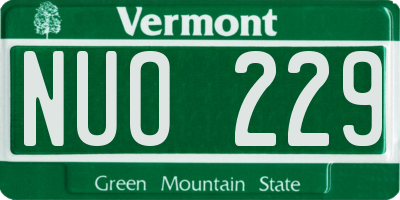 VT license plate NUO229